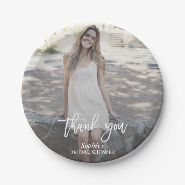 Elegant Custom Photo Bridal Shower Paper Plate (Front)