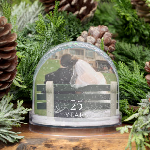 Elegant Custom Photo Gift 25th Wedding Anniversary Snowglobe