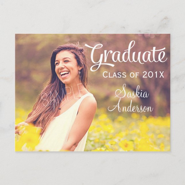 Elegant Custom Photo Graduation Invitation Postcard (Front)