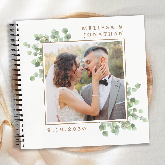 Elegant Custom Photo Greenery Wedding Guest Book (Creator Uploaded)