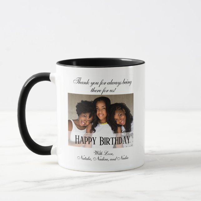 Elegant Custom Photo Happy Birthday Coffee Mug (Left)