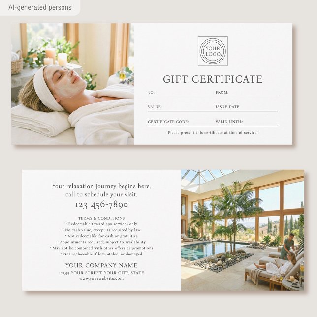 Elegant Custom Photo Logo Gift Certificate Chic (Creator Uploaded)