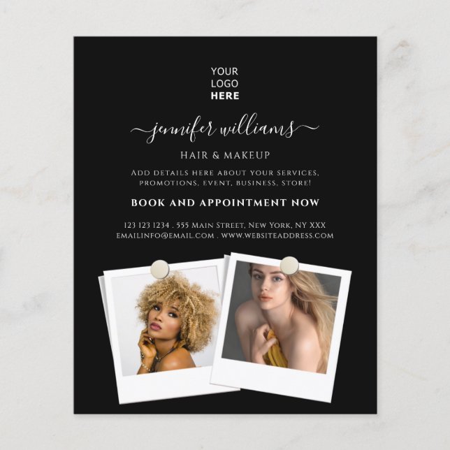 Elegant Custom Photo Logo Promotional Black Flyer (Front)
