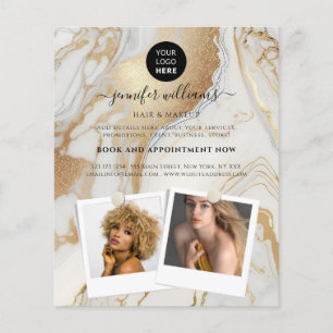 Elegant Custom Photo Logo Promotional Gold Marble Flyer