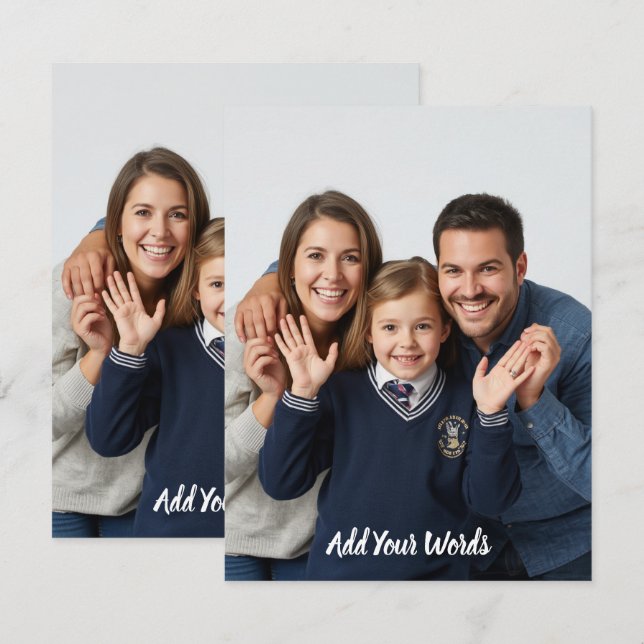 Elegant Custom Photo & Text Personalised Flat Note Card (Front/Back)