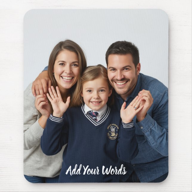 Elegant Custom Photo & Text Personalised  Mouse Pad (Front)