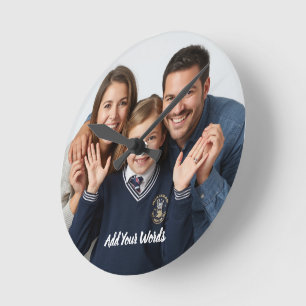 Elegant Custom Photo & Text Personalised Round Clock