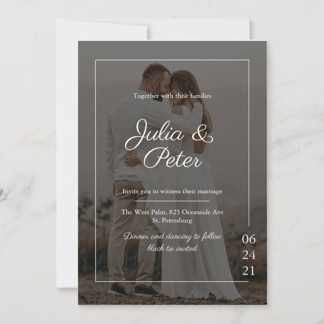 Elegant Custom Photo Wedding Invitation (Front)