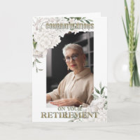 Elegant Custom Photo White Floral Retirement