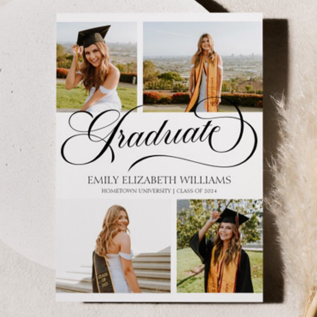 Elegant Custom Picture Photo Collage Graduation Announcement (Creator Uploaded)