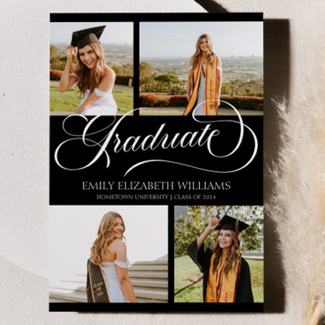 Elegant Custom Picture Photo Collage Graduation Announcement (Creator Uploaded)