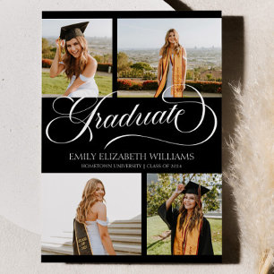 Elegant Custom Picture Photo Collage Graduation Announcement