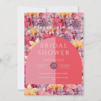 Elegant Custom Pink Floral Bridal Shower Invitation
