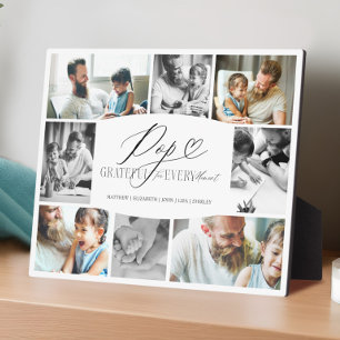 Elegant Custom Pop Photo Collage Grandpa Keepsake Plaque