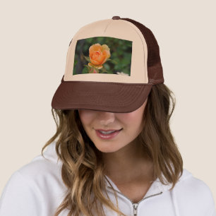 Elegant Custom-Printed Orange Flower with a Leaf Trucker Hat