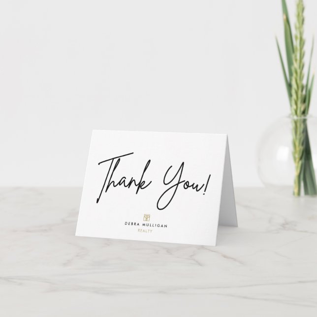 Elegant Custom Realtor Thank You Cards - Monogram (Front)