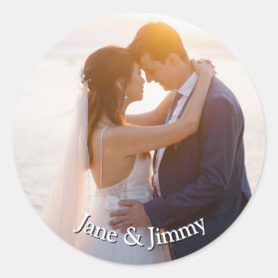 Elegant Custom Round Wedding Invitation  Classic Round Sticker