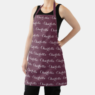 Elegant Custom script mauve chic pattern Apron