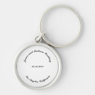 Elegant Custom script Name date wedding favour Key Ring