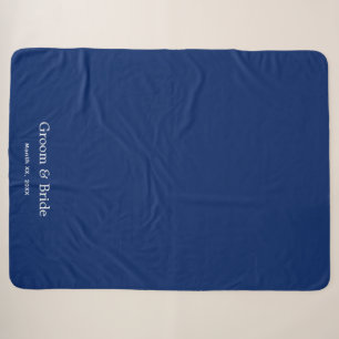 Elegant Custom Script Navy Wedding Navy Sherpa Blanket