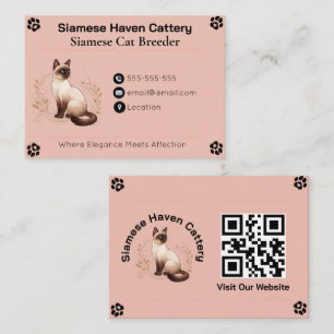 Elegant Custom Siamese Cattery Business Card