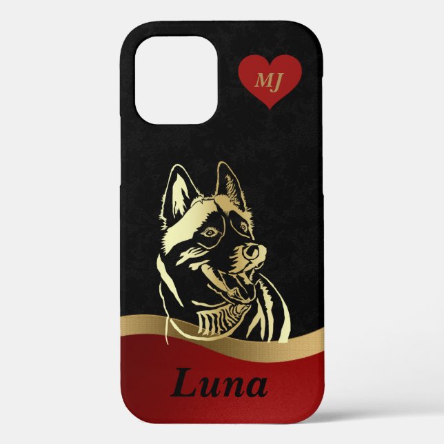 Elegant Custom Siberian Husky Lovers iPhone Case (Back)