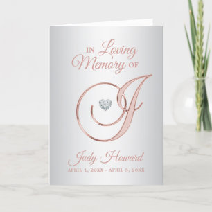 Elegant Custom Silver Grey Rose Gold Funeral Thank You Card