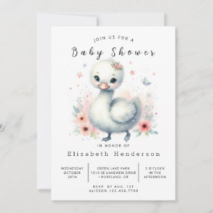Elegant Custom Swan Baby Shower Invitation