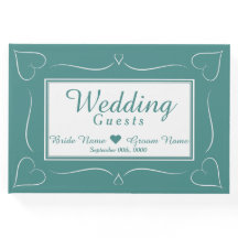 Elegant Custom Teal Wedding Heart Guestbook