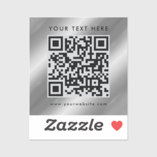 Elegant Custom Text Logo QR Code Template Silver