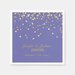 Elegant Custom VERY PERI Gold Confetti Wedding Napkin