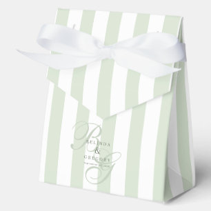 Elegant Custom Wedding Cocktail Text Green Stripes Favour Box