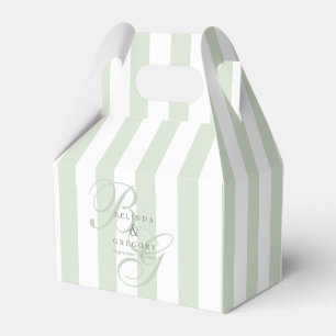 Elegant Custom Wedding Cocktail Text Green Stripes Favour Box