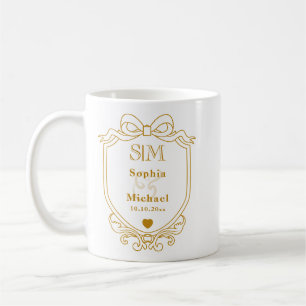 Elegant Custom Wedding Gold Initials Monogram Coffee Mug