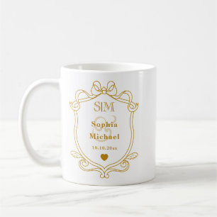 Elegant Custom Wedding Gold Initials Monogram Coffee Mug