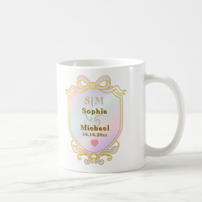 Elegant Custom Wedding Gold Initials Monogram Coffee Mug (Right)