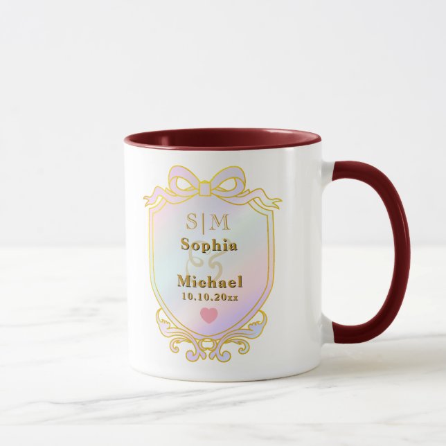 Elegant Custom Wedding Gold Initials Monogram Mug (Right)