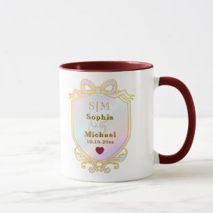 Elegant Custom Wedding Gold Initials Monogram Mug