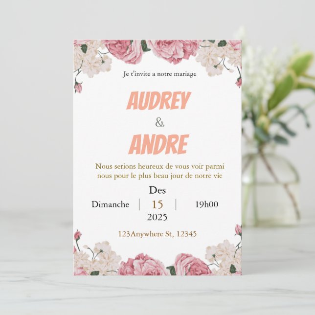 Elegant Custom Wedding Invitation  (Standing Front)