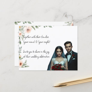 Elegant Custom Wedding Invitation Personalised Postcard