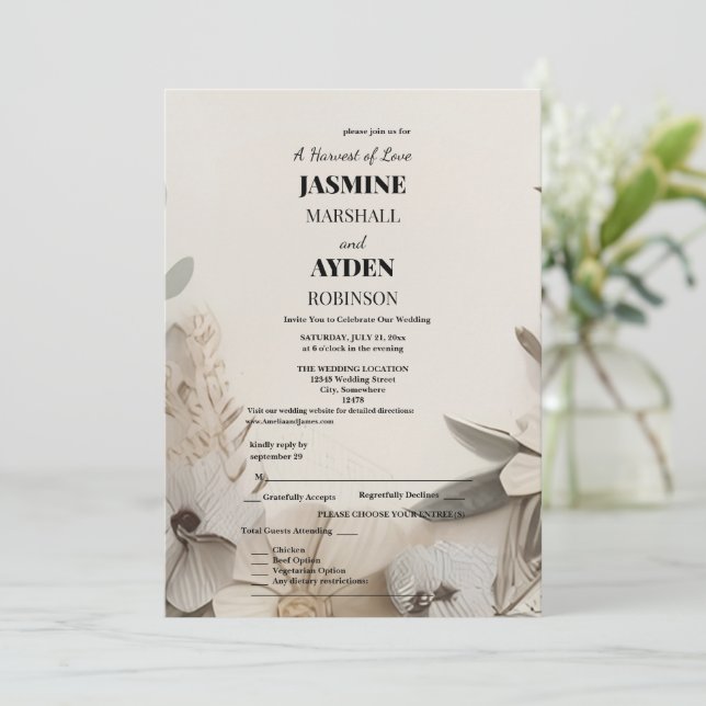 Elegant Custom Wedding Invitations  (Standing Front)