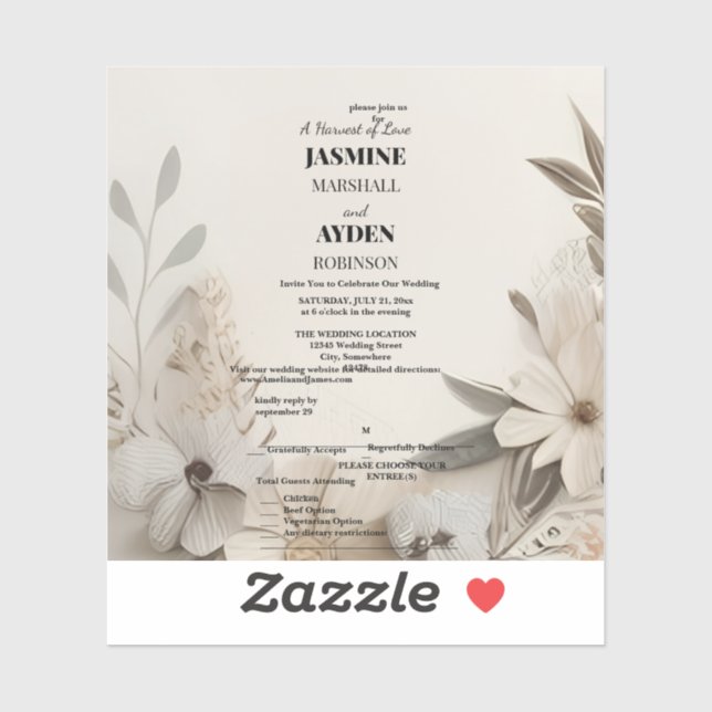 Elegant Custom Wedding Invitations  (Sheet)