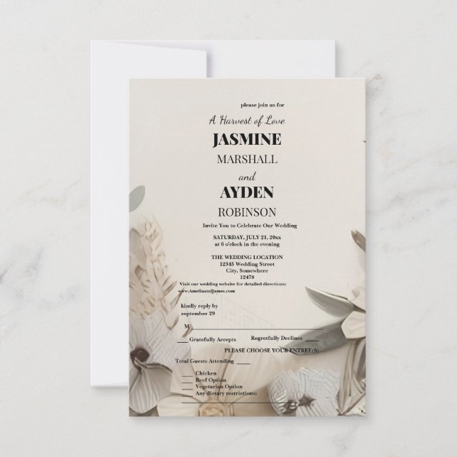 Elegant Custom Wedding Invitations  (Front)