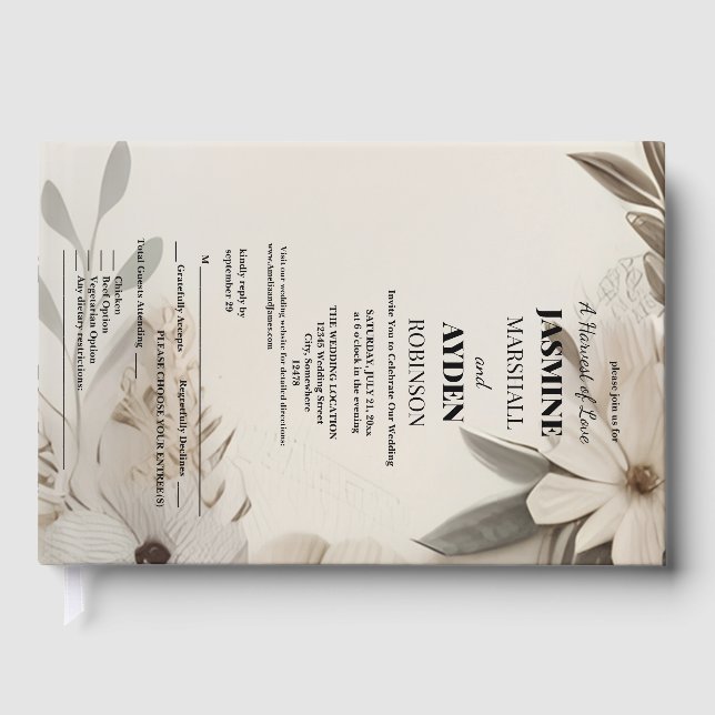 Elegant Custom Wedding Invitations  Guest Book (Front)