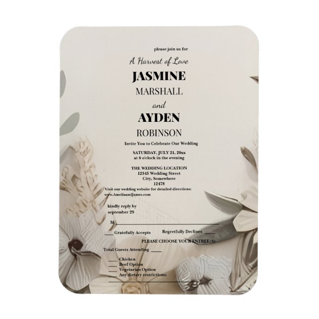 Elegant Custom Wedding Invitations  Magnet (Vertical)