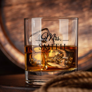 Elegant Custom Wedding Name Whiskey Glass