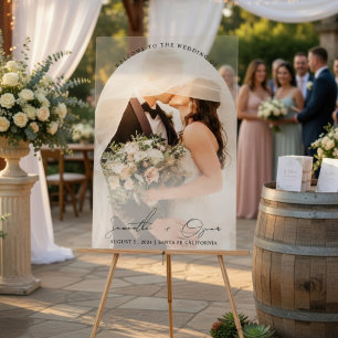 Elegant Custom Wedding Photo Arch Welcome Acrylic Sign