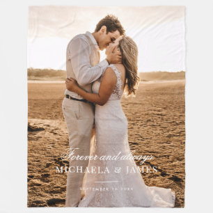 Elegant Custom Wedding Photo Bride & Groom's Names Fleece Blanket