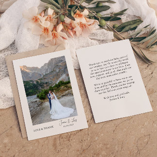 Elegant Custom Wedding Photo Thank You Card