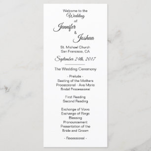 Elegant Custom White Black Wedding Programs
